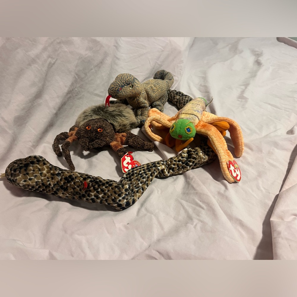 Creepy Crawly Beanie Baby Lot (Glow, Snake, Scalv, Hairy)